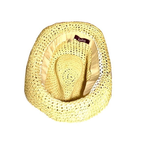 NWT Kooba Straw Fedora with White Band & Pom Poms - Picture 5 of 8